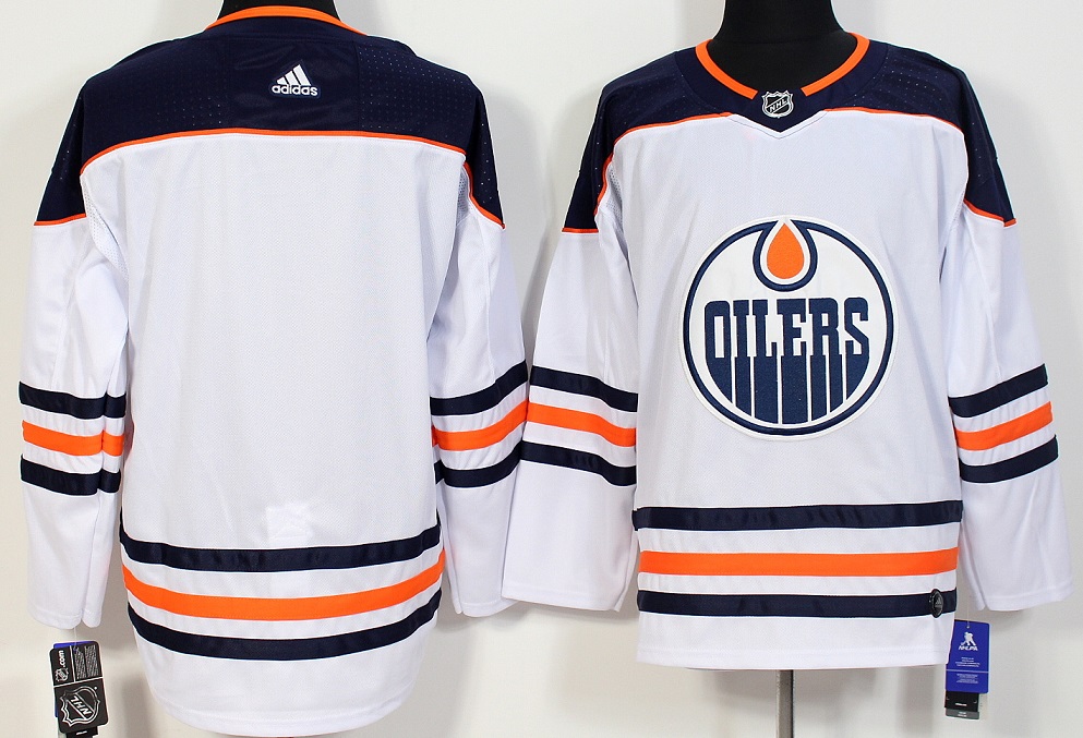 Men Edmonton Oilers Blank White Hockey Stitched Adidas NHL Jerseys
